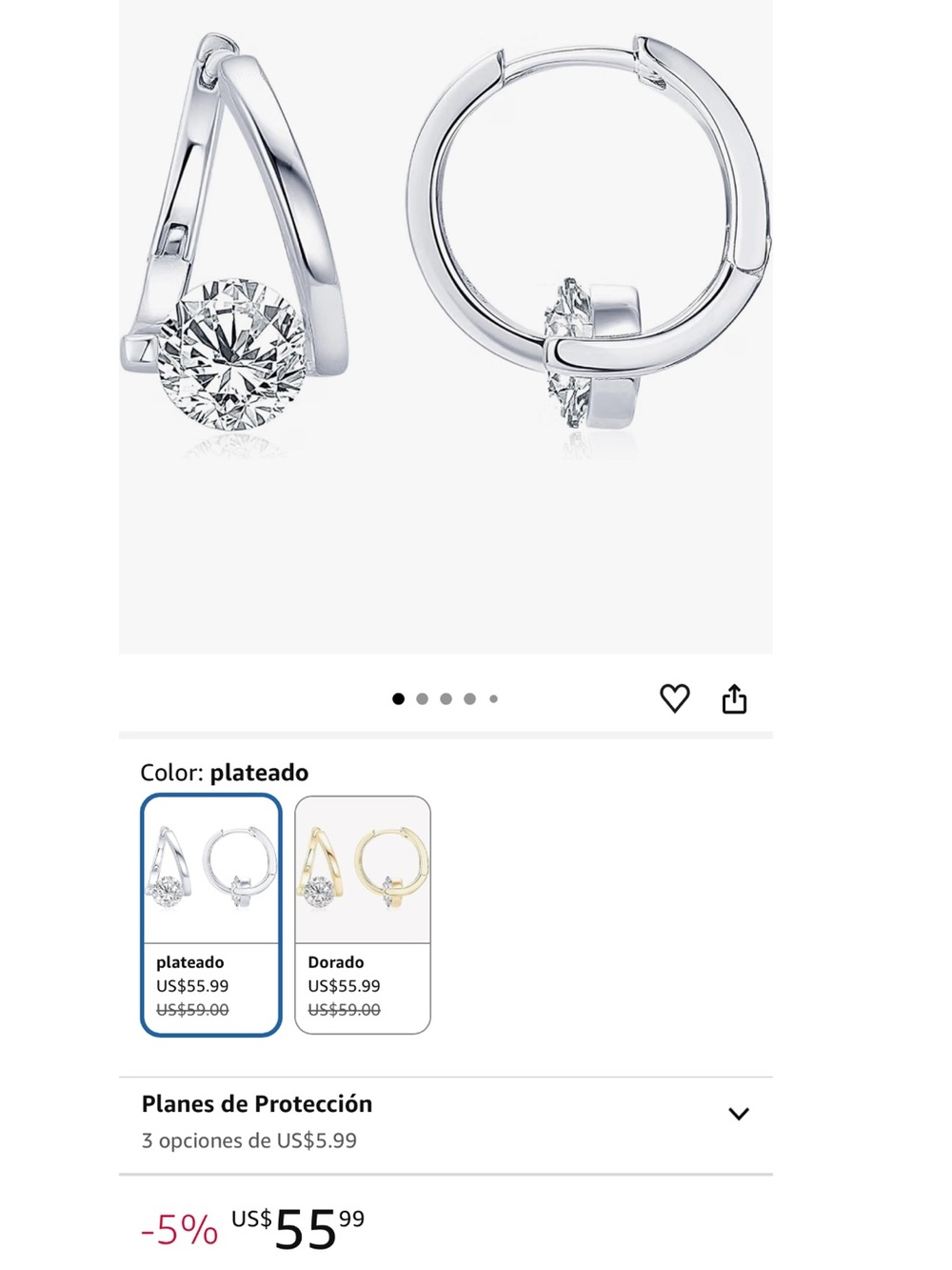 Others Follow Silver Huggie Hoop Earrings with Clear Crystal